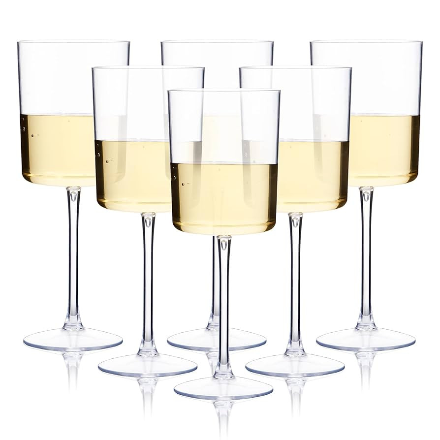 Ciaell 6 Pack Plastic Wine Glasses - 10 Oz Plastic Disposable Wine Glasses with Stem Perfect for ... | Amazon (US)