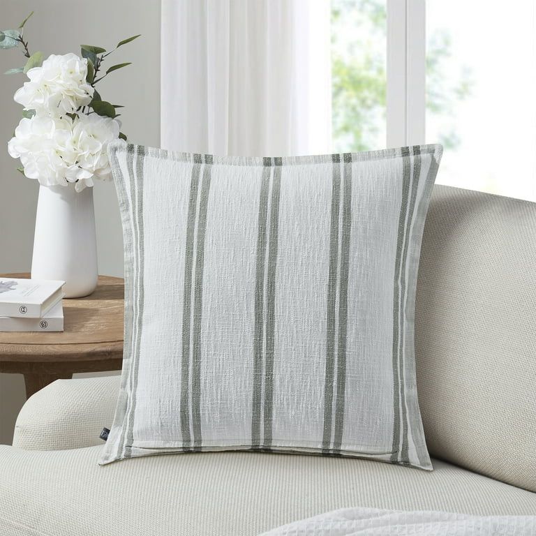 My Texas House Sienna Cotton Yarn Dyed Reversible Decorative Pillow Cover, 22"X22", Sage Green | Walmart (US)