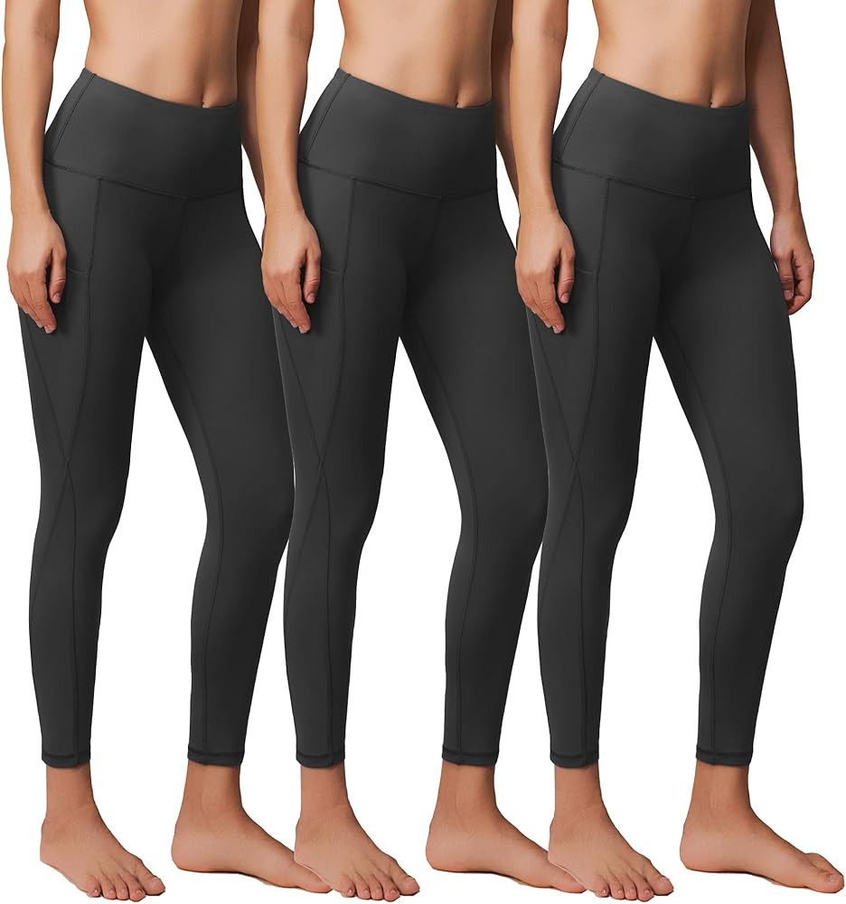 Showitty 3 Pack Workout Leggings with Pockets for Women, Black Compression Tummy Control Yoga Pan... | Amazon (US)