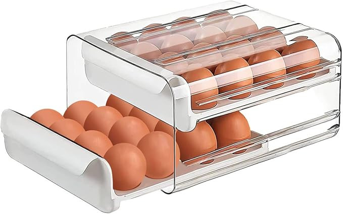 Large Capacity Egg Holder for Refrigerator, Egg Storage Container Organizer Bin, Clear Plastic St... | Amazon (US)
