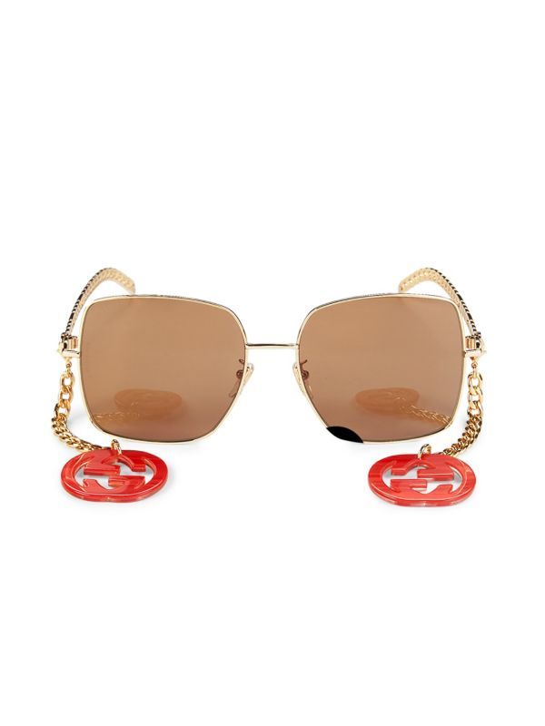 61MM Rectangular Sunglasses With Detachable Charm | Saks Fifth Avenue OFF 5TH