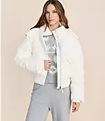 Petite Lou & Grey Hooded Sherpa Puffer Jacket | LOFT