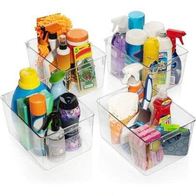 4/8/12 Pack Clear Plastic Storage Bins, Pantry Organizers And Storage Containers Fridge Organizer Bins Kitchen Cabinet Organizer Medicine Cabinet Orga | SHEIN