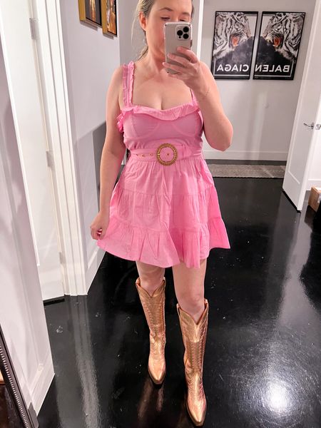 Pink dress

Belted dress. Morgan Wallen concert outfit. Country concert outfit. Show me your mumu dress. Summer concert dress. Luchesse rose gold boots. Luchesse Priscilla boots. 

#LTKParties #LTKStyleTip #LTKShoeCrush