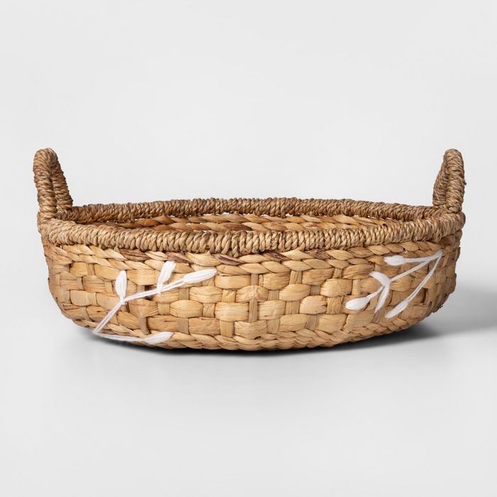 Embroidered Water Hyacinth Basket Natural/White - Threshold™ | Target