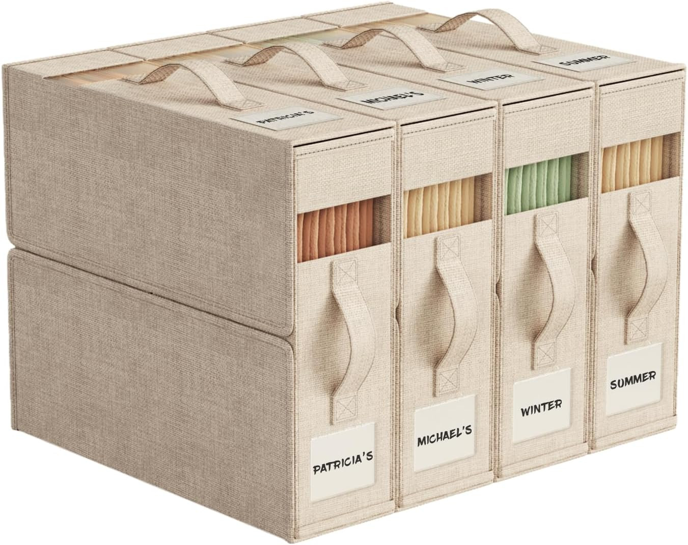 4 Pack Sheet Storage Organizer (King & Queen Size) with handle, Foldable Sheet Set Organizer for ... | Amazon (US)