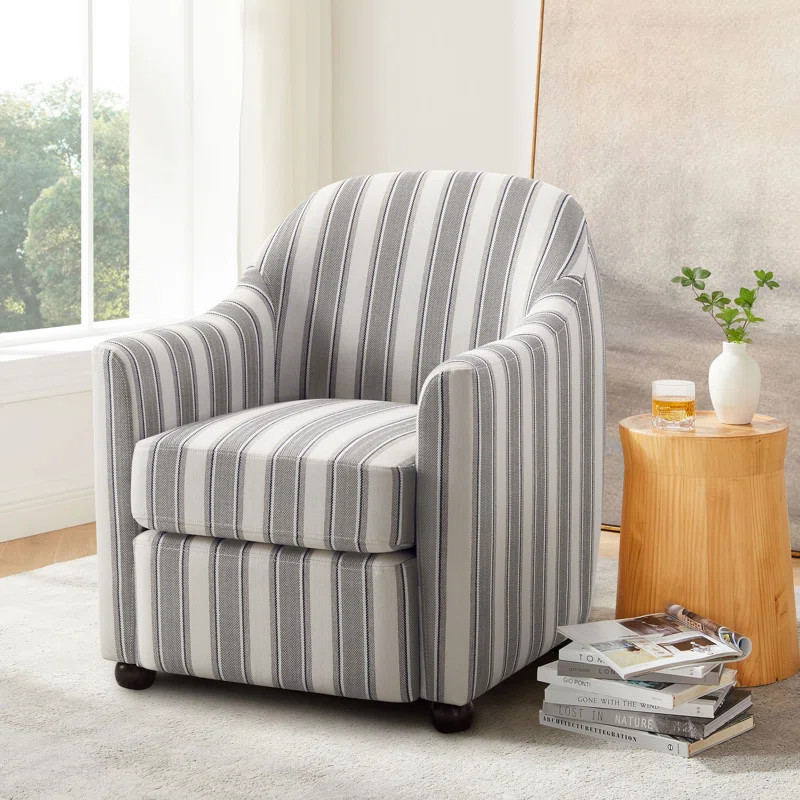 29.94'' Striped Fabric Upholstered Accent Chair | Wayfair North America