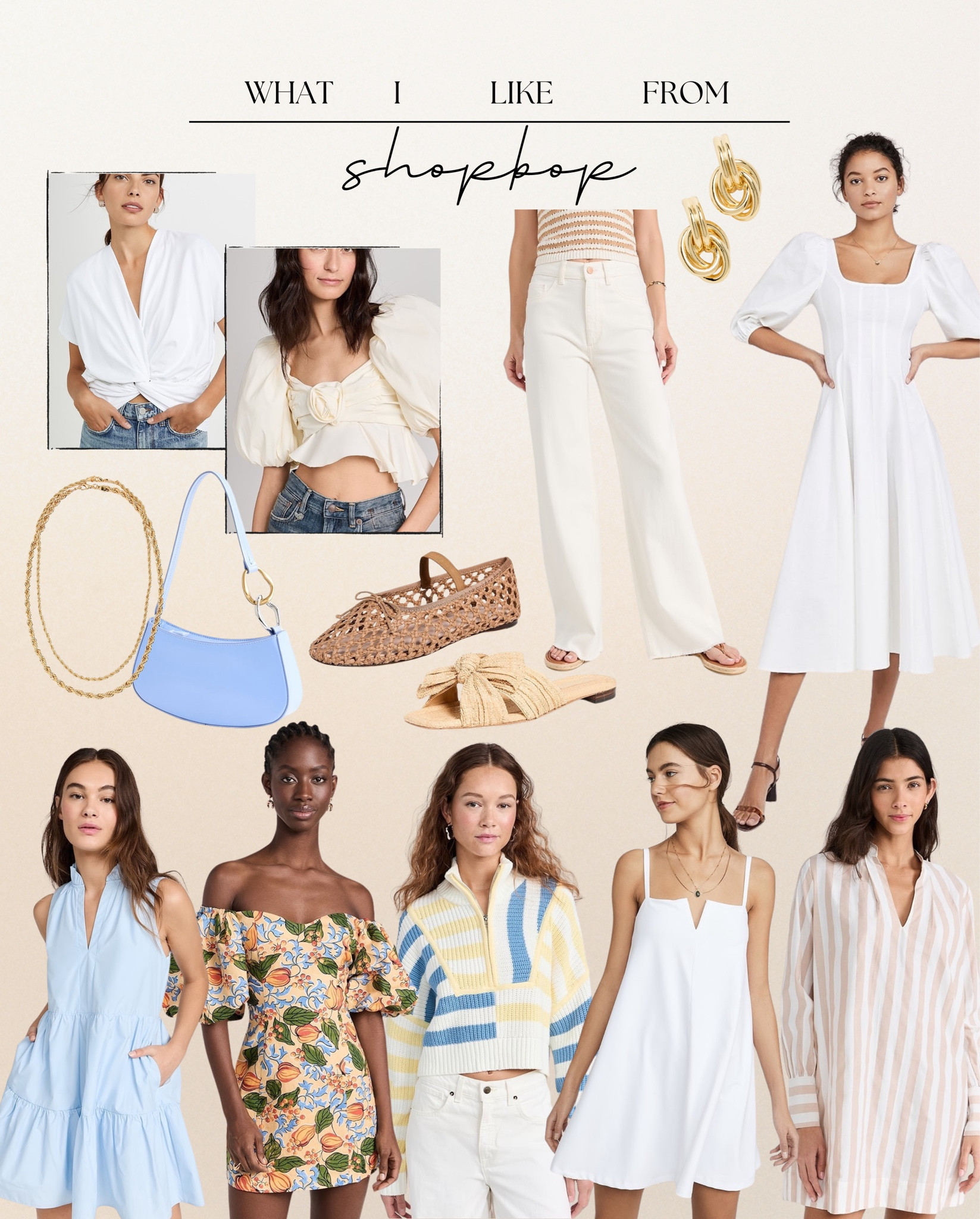 Shopbop sale favorites for spring & summer! Resort wear / vacation outfit / flats / spring top / sun dress / white dress / white denim / resort outfit / sandals 

#LTKstyletip #LTKSeasonal #LTKsalealert