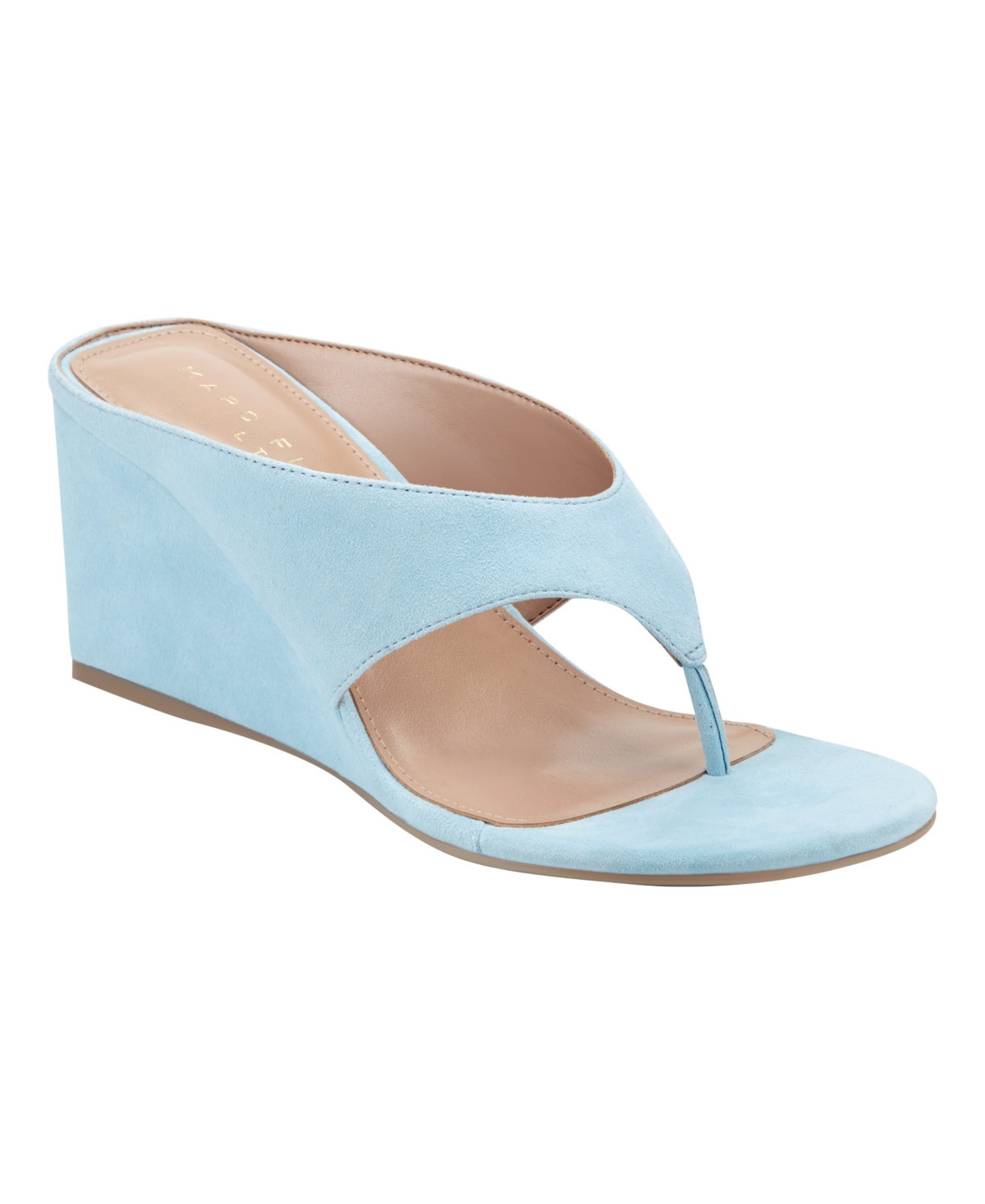 Marc Fisher Ltd Women's Udena Slip-On Wedge Dress Sandals - Light Blue Suede | Macy's