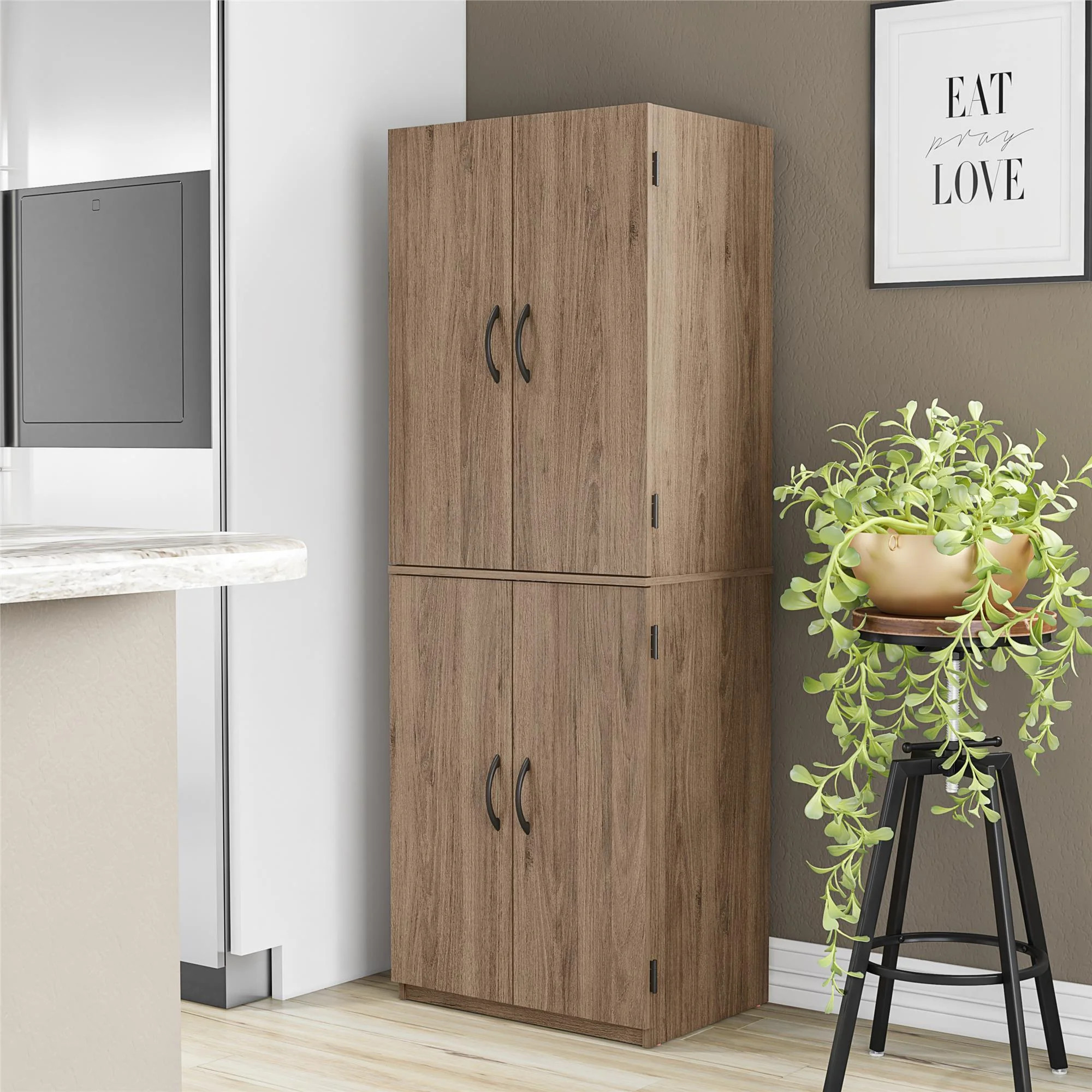 Mainstays 4-Door 5' Storage Cabinet, Rustic Oak | Walmart (US)