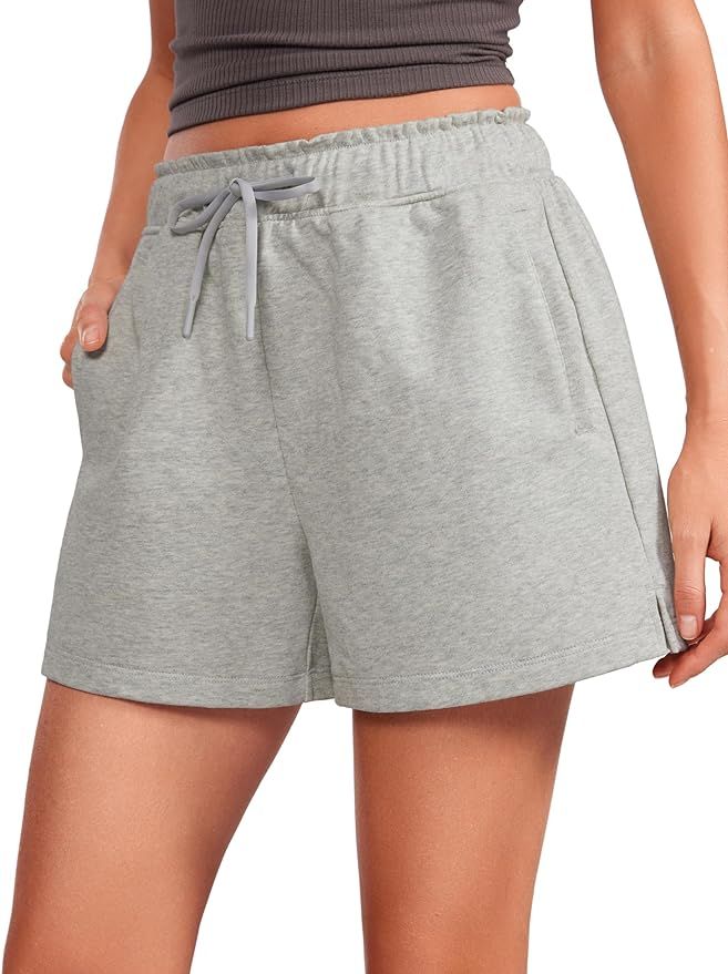 CRZ YOGA Comfy Cotton Sweat Shorts for Women Casual Summer Drawstring Gym Lounge Shorts Workout J... | Amazon (US)
