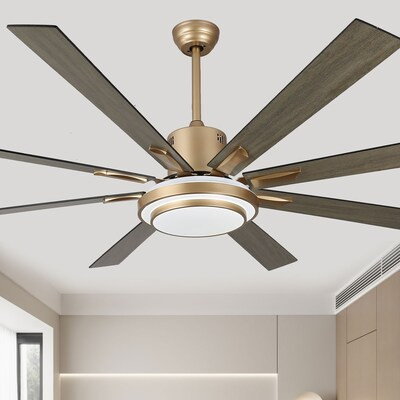 Bella Depot Modern 72-in Color-Changing Integrated LED French Gold with Black Blades Ceiling Fan ... | Lowe's