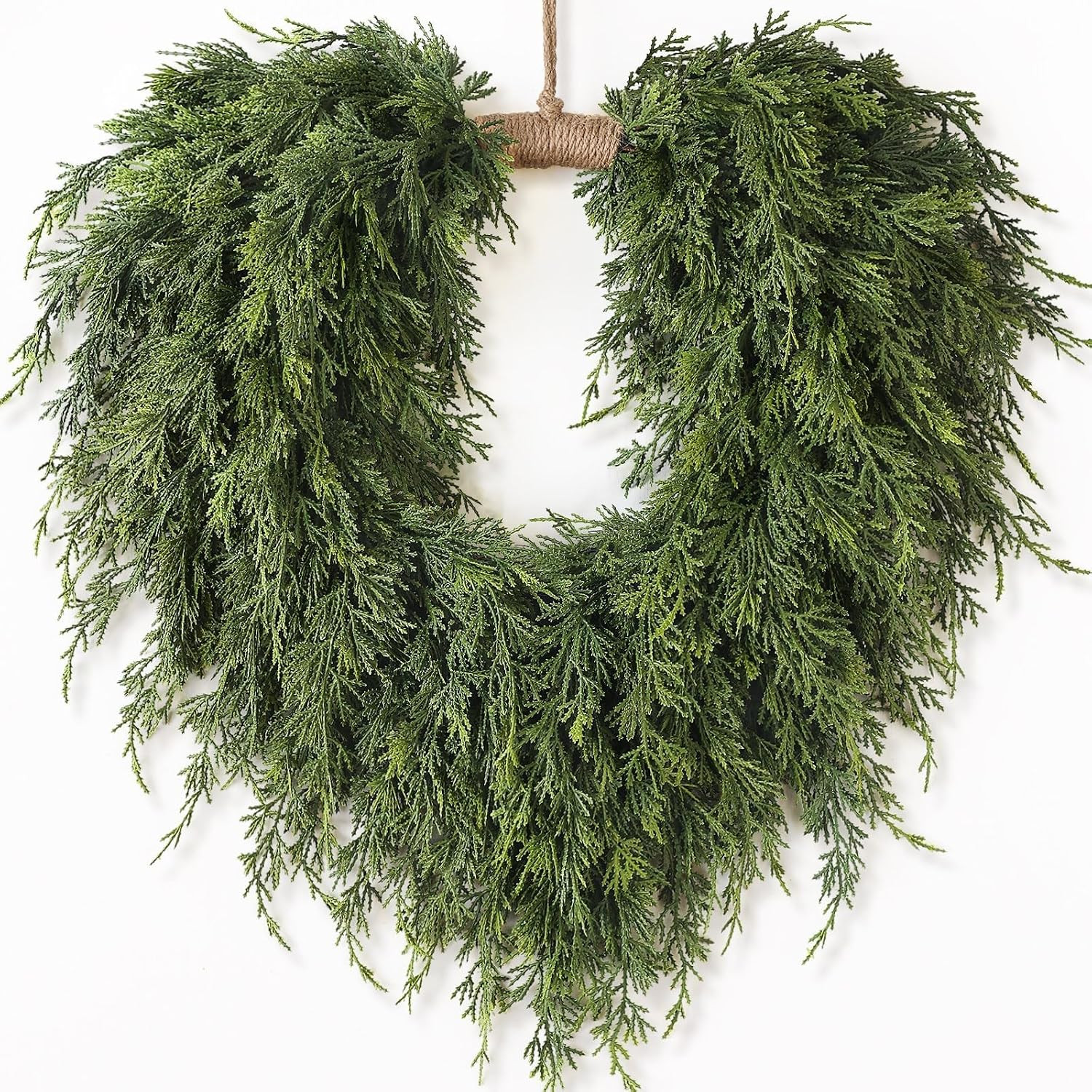 Artificial Christmas Cedar Heart-Shaped Wreath for Front Door Decor | Amazon (US)