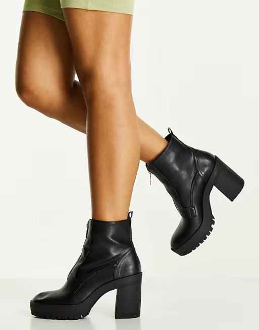 Miss Selfridge Wide fit Ashley black zip front boot  | ASOS | ASOS (Global)
