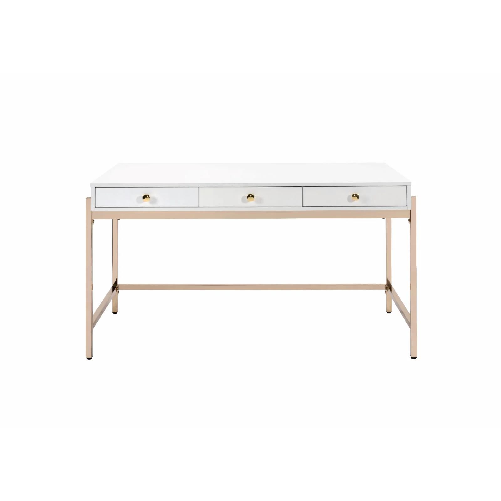 Acme Furniture Ottey Desk in White High Gloss & Gold | Walmart (US)