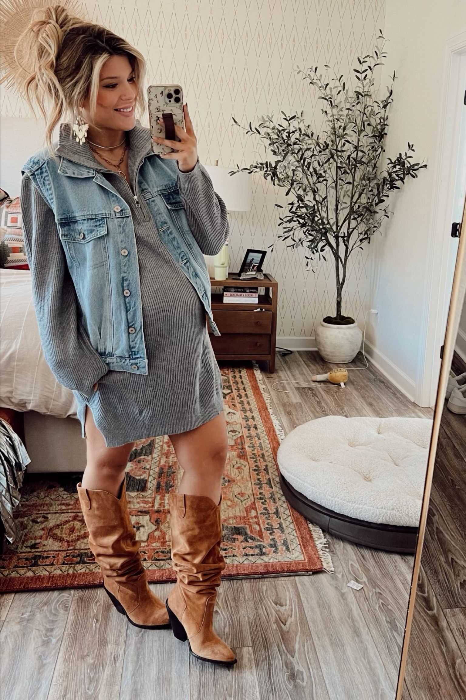 Outfit Details
Dress- Amazon
Vest-Vici 
Boots-Free People
Earrings- Mountain Maiden 
Peace Necklace- old from Impressions 

#LTKshoecrush #LTKbump #LTKstyletip