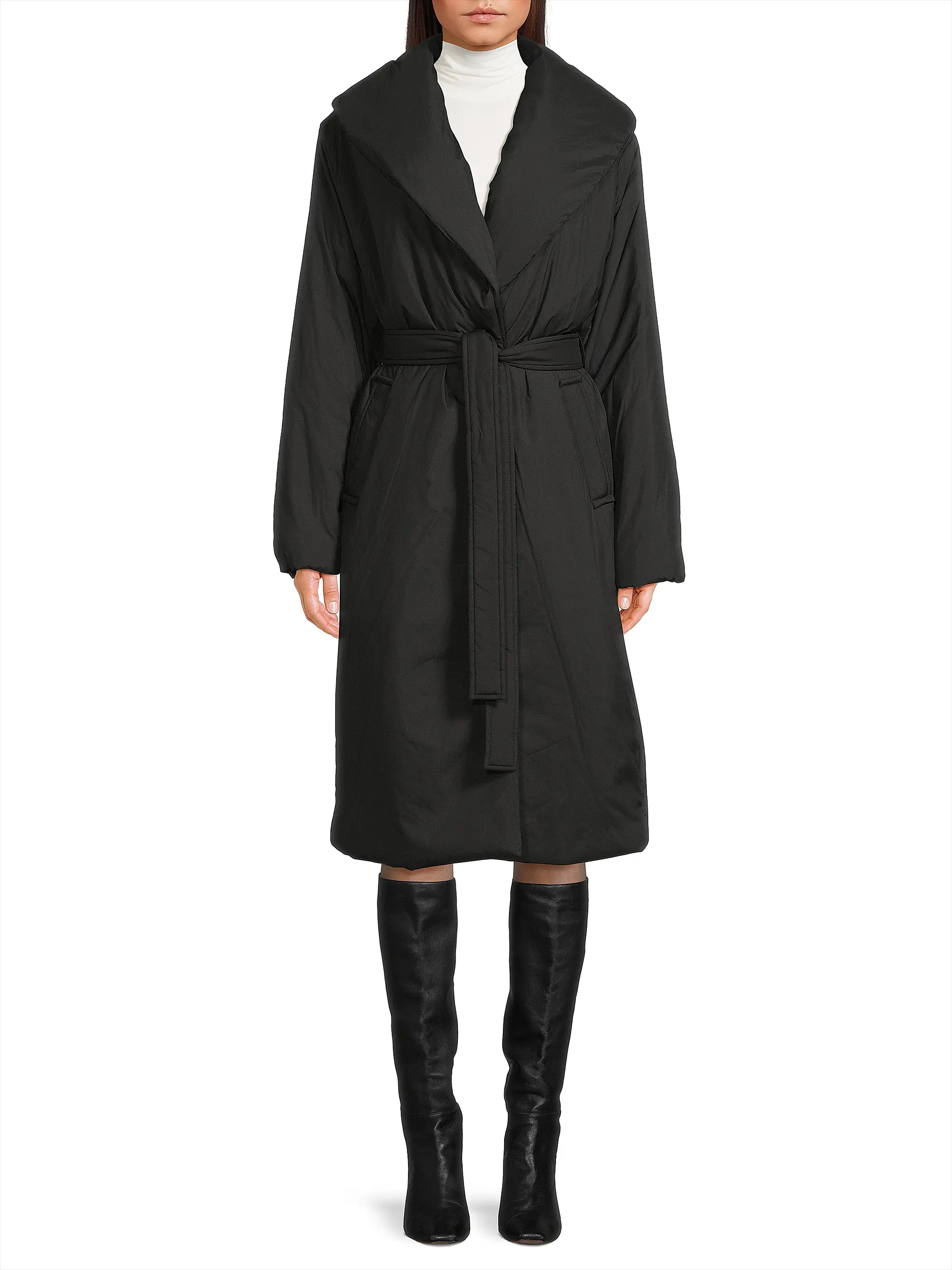 Mia Faux Down Tie-Waist Coat | Saks Fifth Avenue