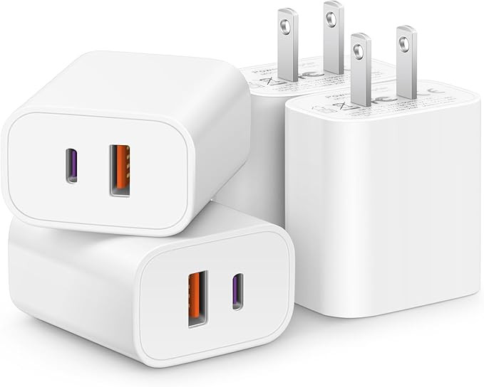 [4 Pack] USB C Charger Block Fast Charging Multiport Adpater [PD 20W USB-C & QC 3.0 USB-A Port] f... | Amazon (US)