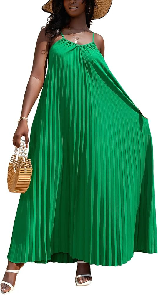 KINIKO Women's Summer Spaghetti Strap A-Line Dress – Casual Sleeveless Swing Style with Adjusta... | Amazon (US)