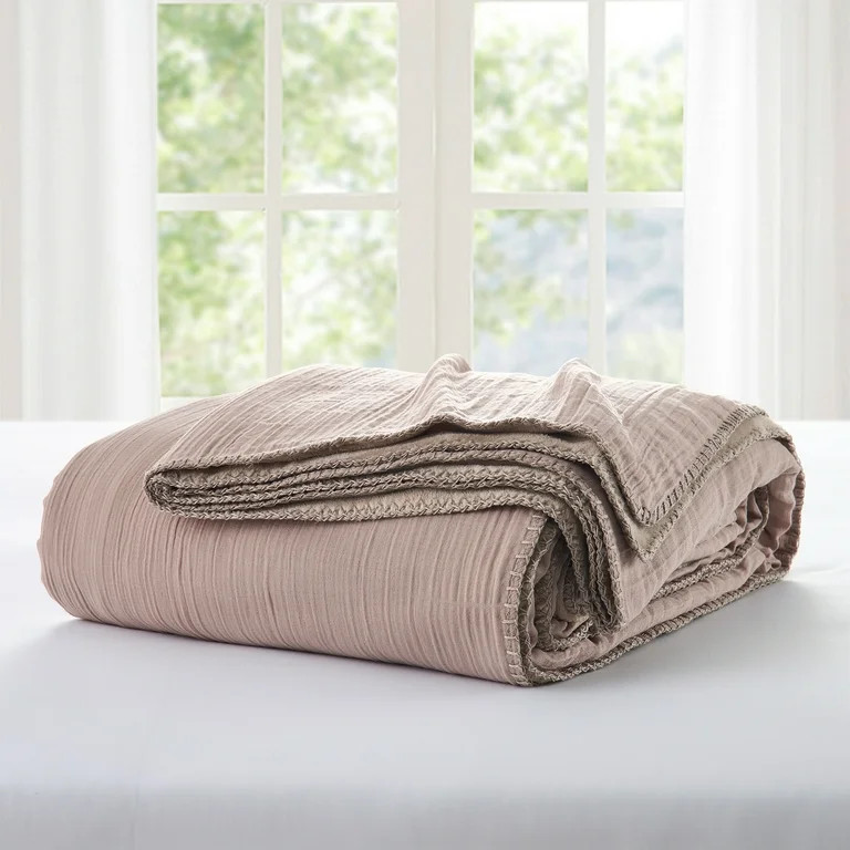 My Texas House Palmer Taupe Muslin Flannel Bed Blanket, King | Walmart (US)