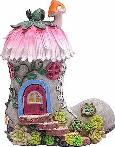 TERESA'S COLLECTIONS Boot Fairy House Garden Statues with Solar Light, Door Can Open Resin Fairy ... | Amazon (US)