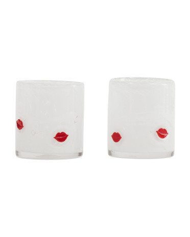 2pk Confetti With Lips Double Old Fashioned Glasses | TJ Maxx
