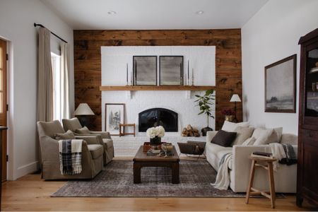 Living Room refresh // cabin California Casual // skirted arm chairs // maiden home sofa // Amber Lewis x Loloi rug 

#LTKhome