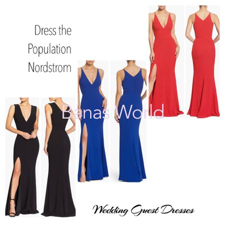 Fall Wedding evening guest dresses from Nordstrom. Brand is Dress the population. Long maxi evening dress in black blue and red 

#LTKSale #LTKHoliday #LTKwedding