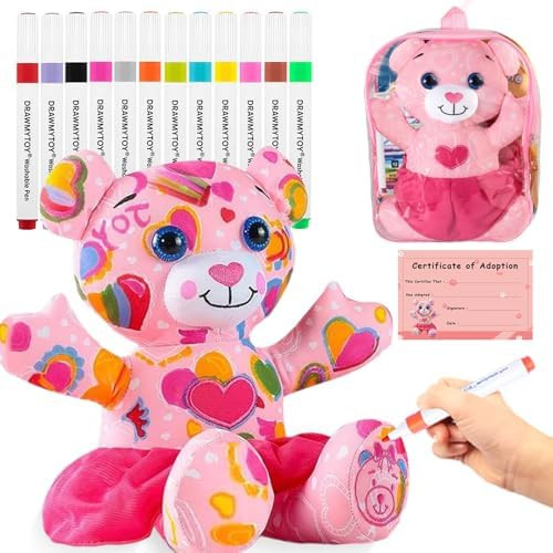Coloring Plush Toy with 12 Washable Markers for Little Girls Doodle Dolls for Kids Ages 4-6 Birth... | Amazon (US)