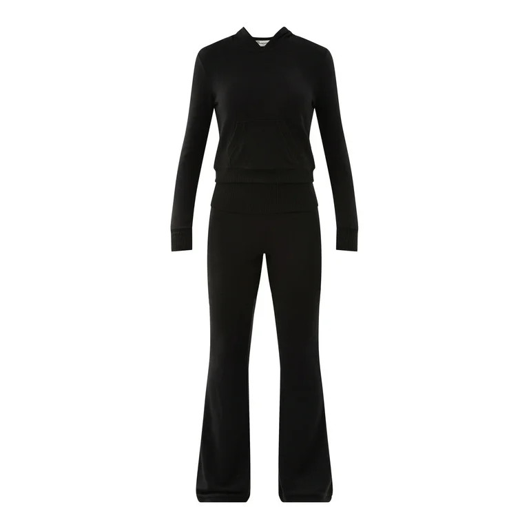 No Boundaries Hacci Knit Hoodie and Pants Set, 2-Piece, Women’s - Walmart.com | Walmart (US)
