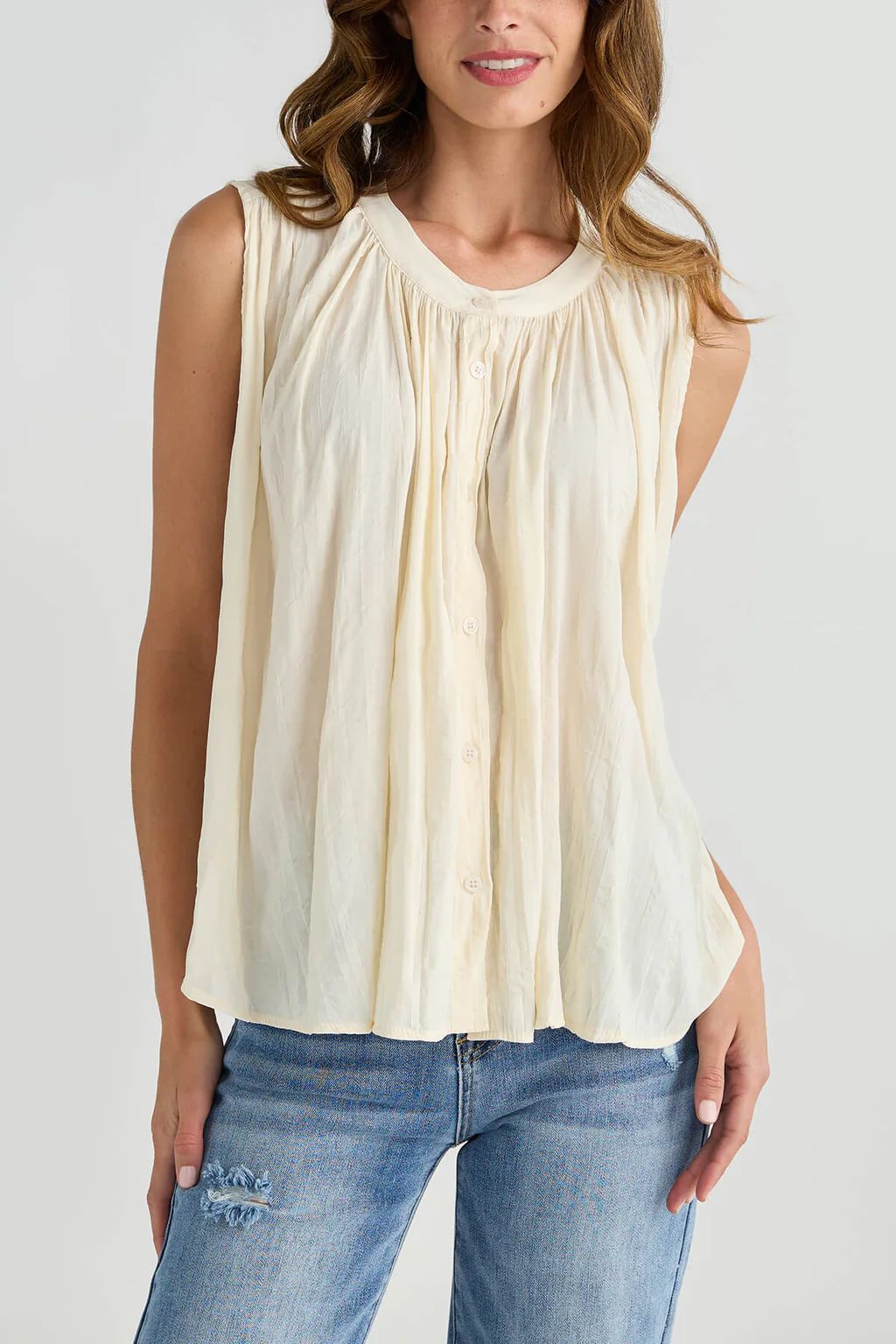 By Together Sleeveless Button Front Top | Social Threads
