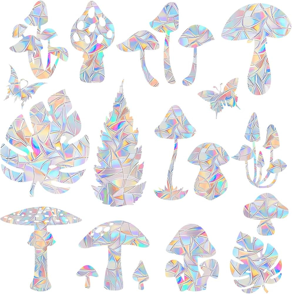 15 Pieces Mushroom and 3 Leaf Window Clings - Anti-Collision Window Decals to Save Birds from Win... | Amazon (US)