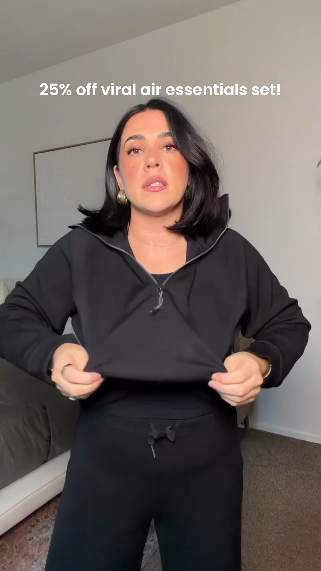 8/26-30 all full price air essentials is 25% off with code AE25! Viral spanx half zip & wide leg pants - I do a a L! The comfiest outfit for fall/lounge.

#LTKSeasonal #LTKMidsize #LTKSaleAlert