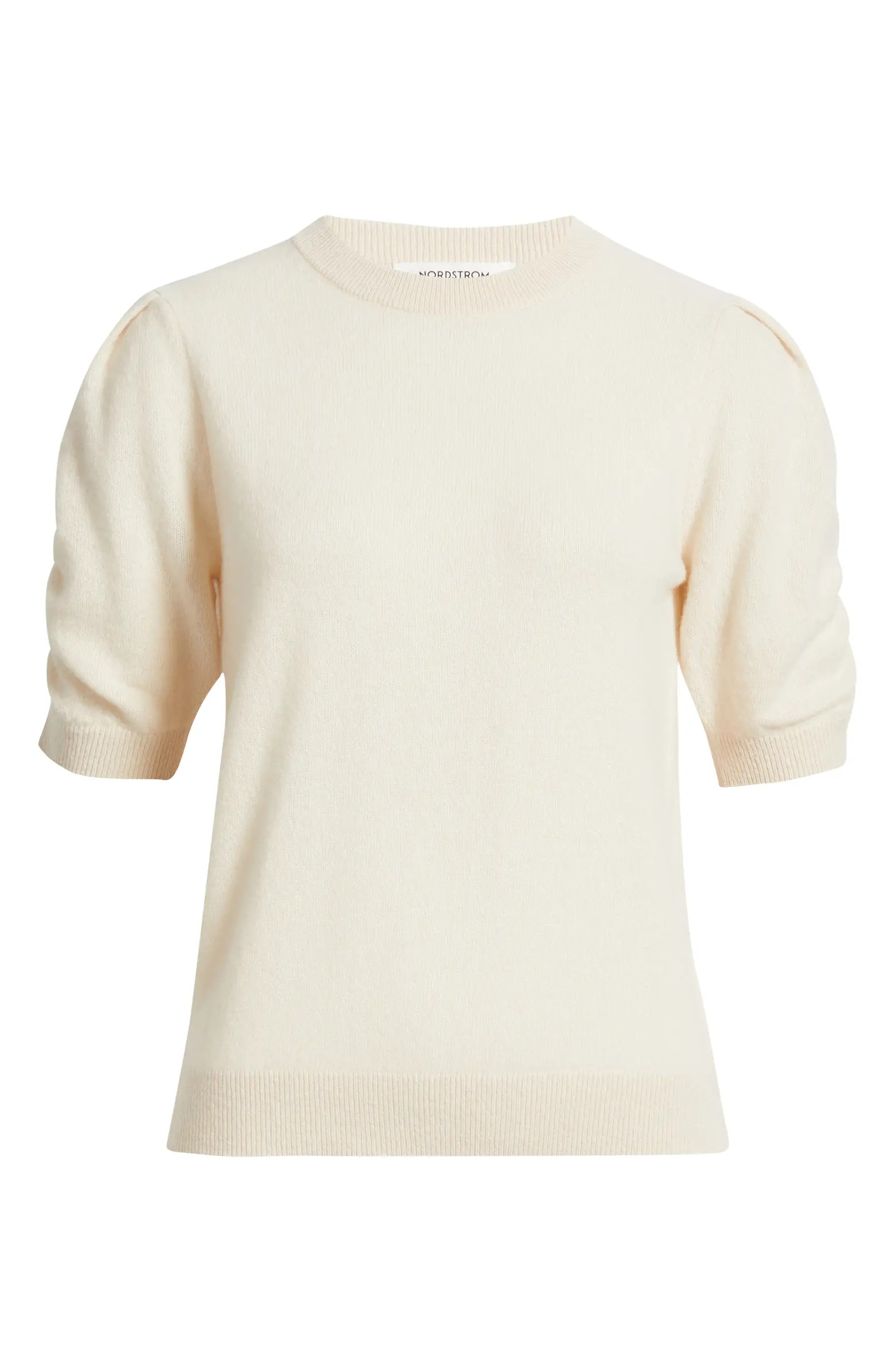 Ruched Short Sleeve Cashmere Sweater | Nordstrom