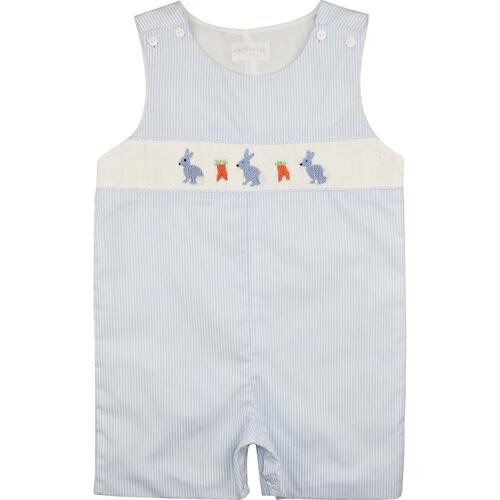 Blue Mini Stripe Smocked Bunny Jon Jon | Cecil and Lou