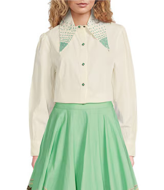 Double D Ranch Far Away Western Woven Collared 3/4 Sleeve Blouse | Dillard's | Dillard's