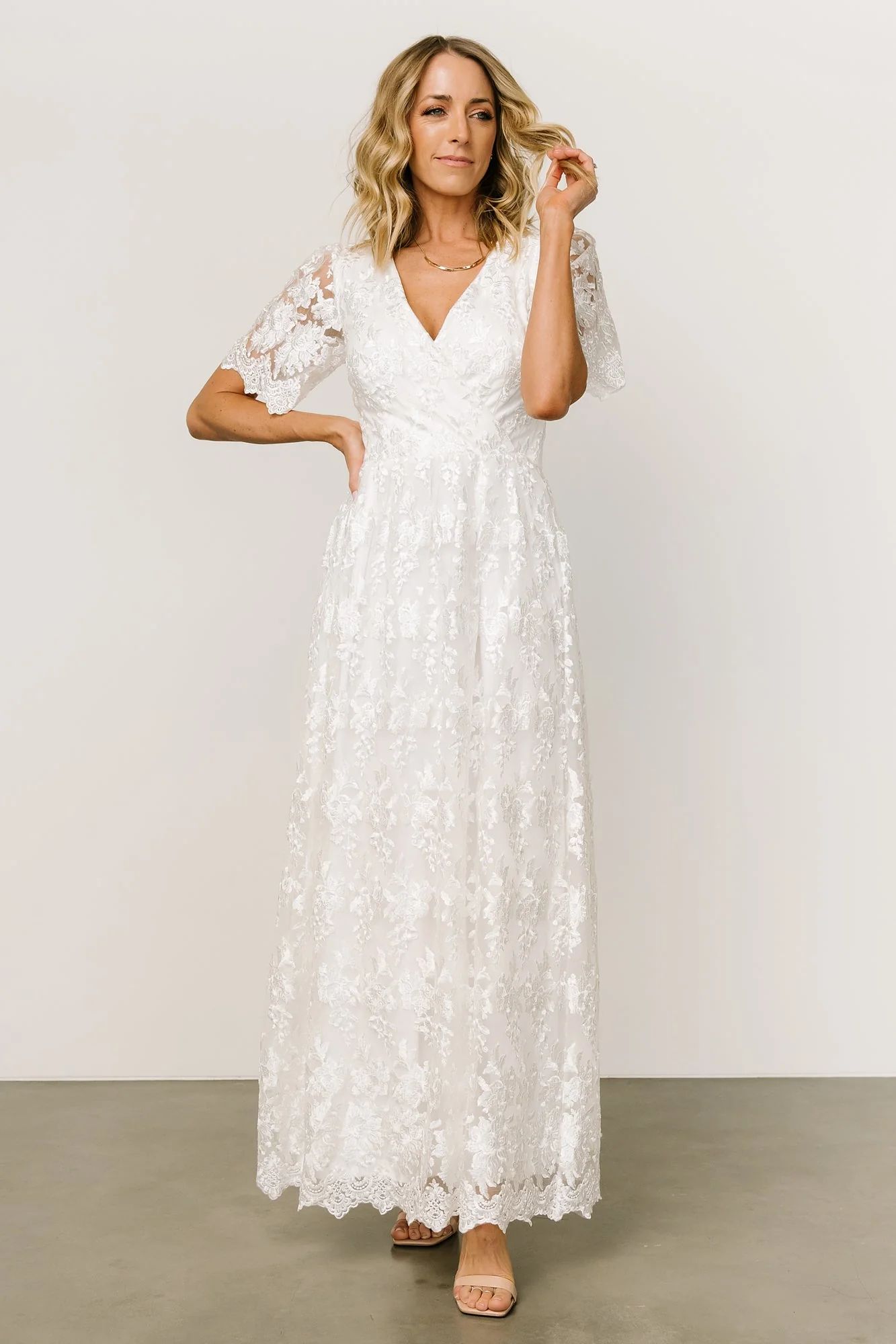Aurora Embossed Maxi Dress | Off White | Baltic Born