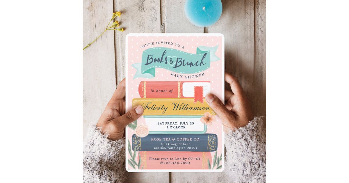 Chic Books & Brunch Floral Baby Shower Invitation | Zazzle