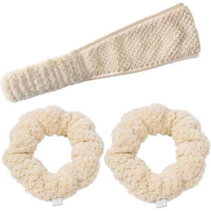 VOLO Salt White Spa Headband & Wristbands for Washing Face | Makeup Headband Holds Hair Back & Wr... | Amazon (US)
