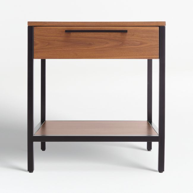 James Walnut with Black Frame Nightstand | Crate & Barrel