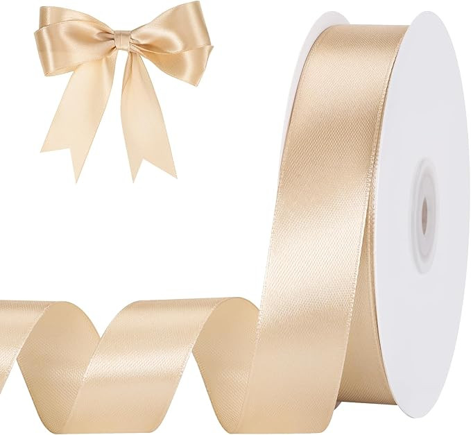 Champagne Ribbon 1 Inch 50 Yards Gold Satin Ribbon for Bows Gift Wrapping Flower Bouquet Party De... | Amazon (US)