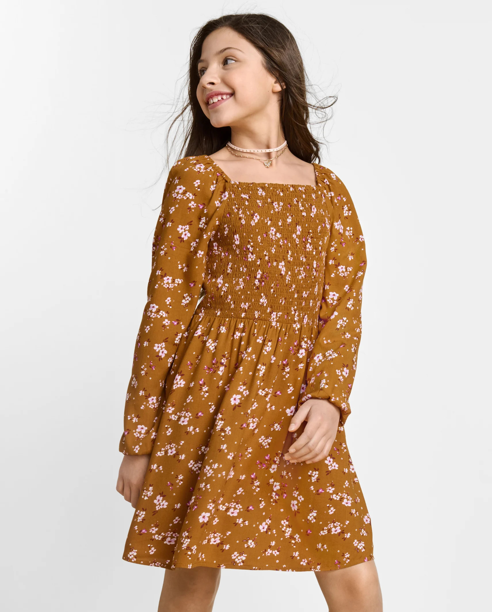 Girls Mommy And Me Floral Smocked Dress - honey comb | The Children's Place