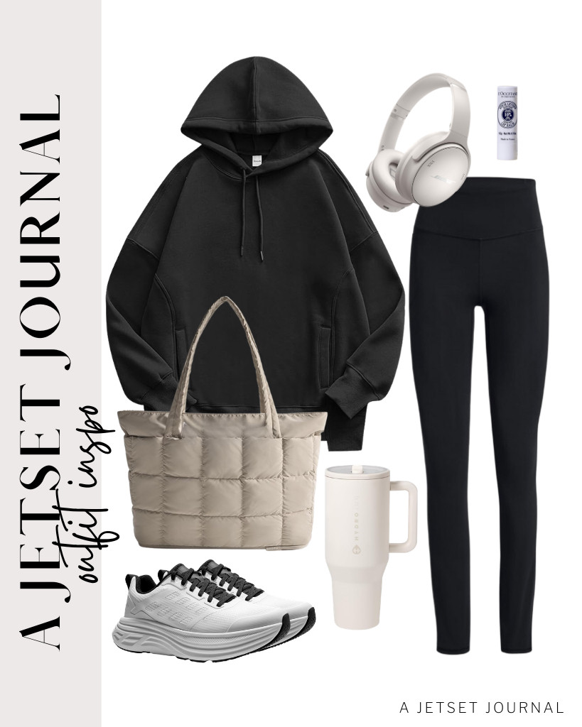 Layer a black hoodie over a simple tee, then pair it with comfy leggings and NORTIV walking shoes for a classic, stylish look. Complete the outfit with an expandable tote bag that can hold your essentials. 

 #LTKSeasonal #LTKSaleAlert