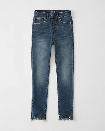 Button Front High Rise Super Skinny Ankle Jeans | Abercrombie & Fitch US & UK