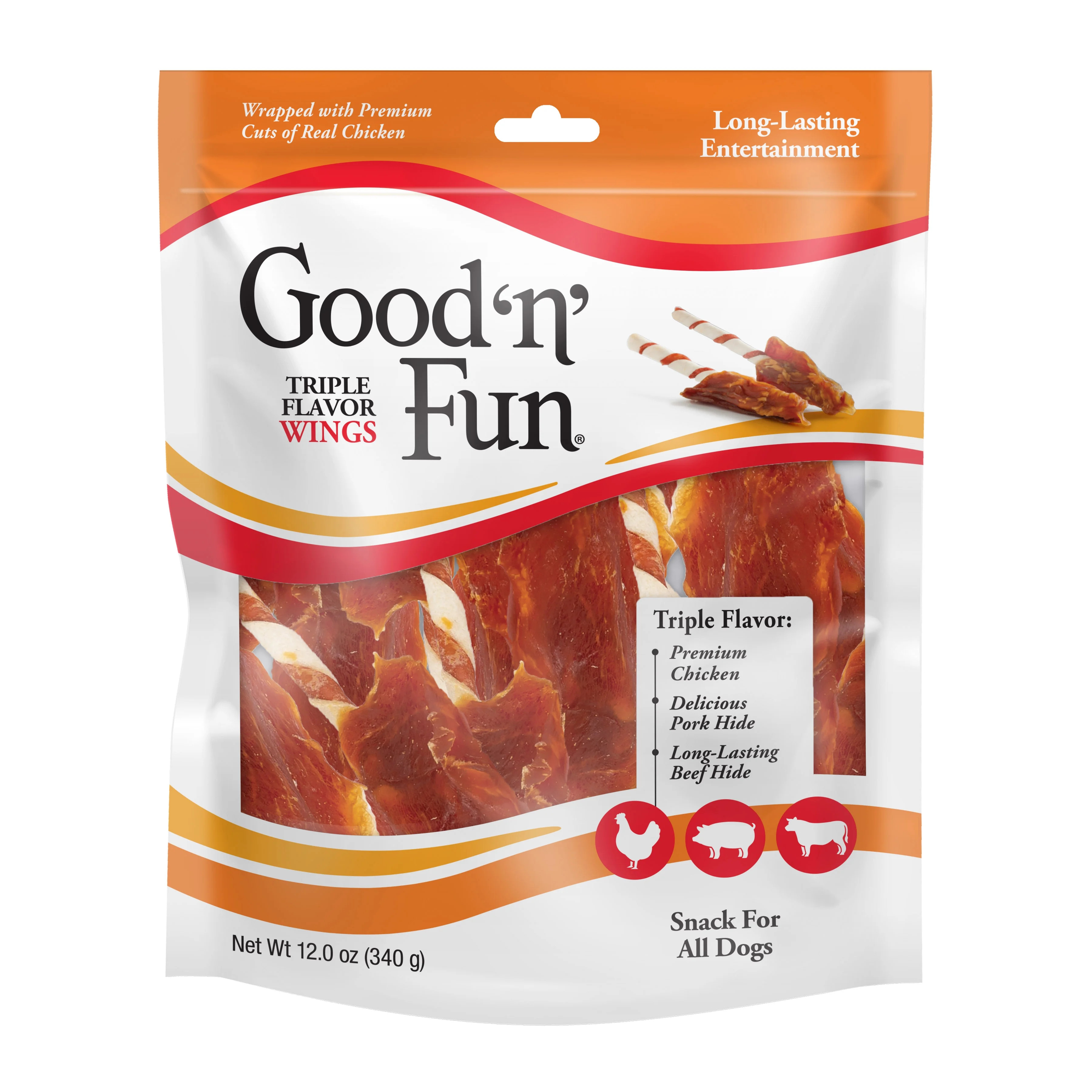 Good 'n' Fun Triple Flavor Wings, Rawhide Chew for All Dogs, 12 oz | Walmart (US)