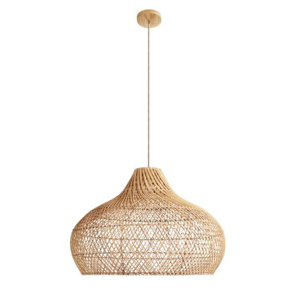 Arsheen 1 - Light Natural Dome Pendant – 18" Handwoven Rattan Plug-In or Hardwired Light Fixtur... | Wayfair North America