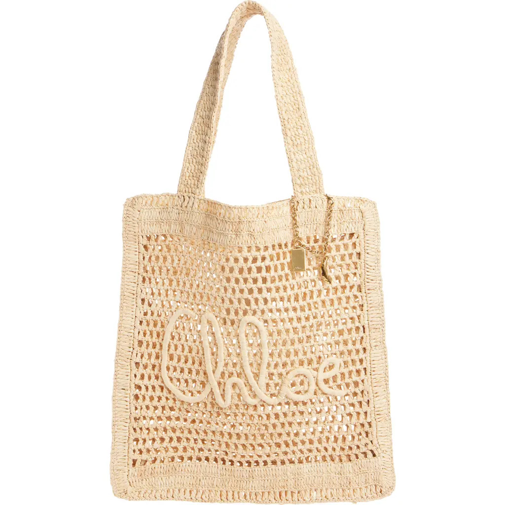 Chloé Summer Banana Crochet Raffia Tote Bag in Hot Sand at Nordstrom | Nordstrom
