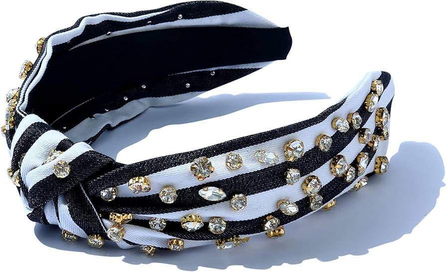 FEDANS Women Knotted Denim Jeweled Headband Embellished Top Hairband ladies Twist Bohemian Hair a... | Amazon (US)