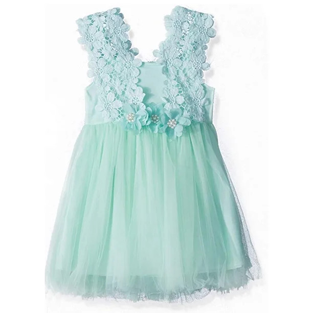 Little Toddler Girl Lace Floral Sleeveless Tulle Tutu Princess Formal Party Dress | Walmart (US)