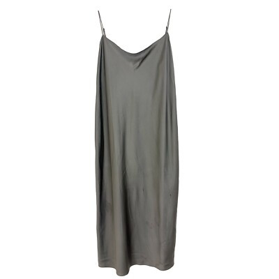 J.CREW Gwyneth Slip Dress 16 Luster Charmeuse Gray Cami Satin Layering  B47 | eBay US